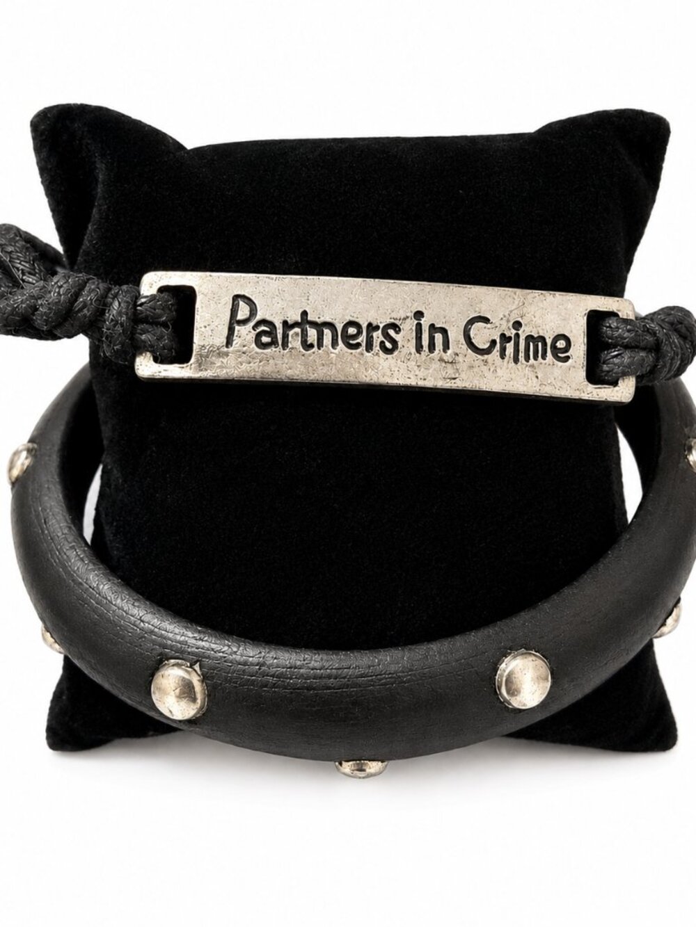 Bracelet Set of 2 Black Bangle & Braided Cord (Partners in Crime) Preowned